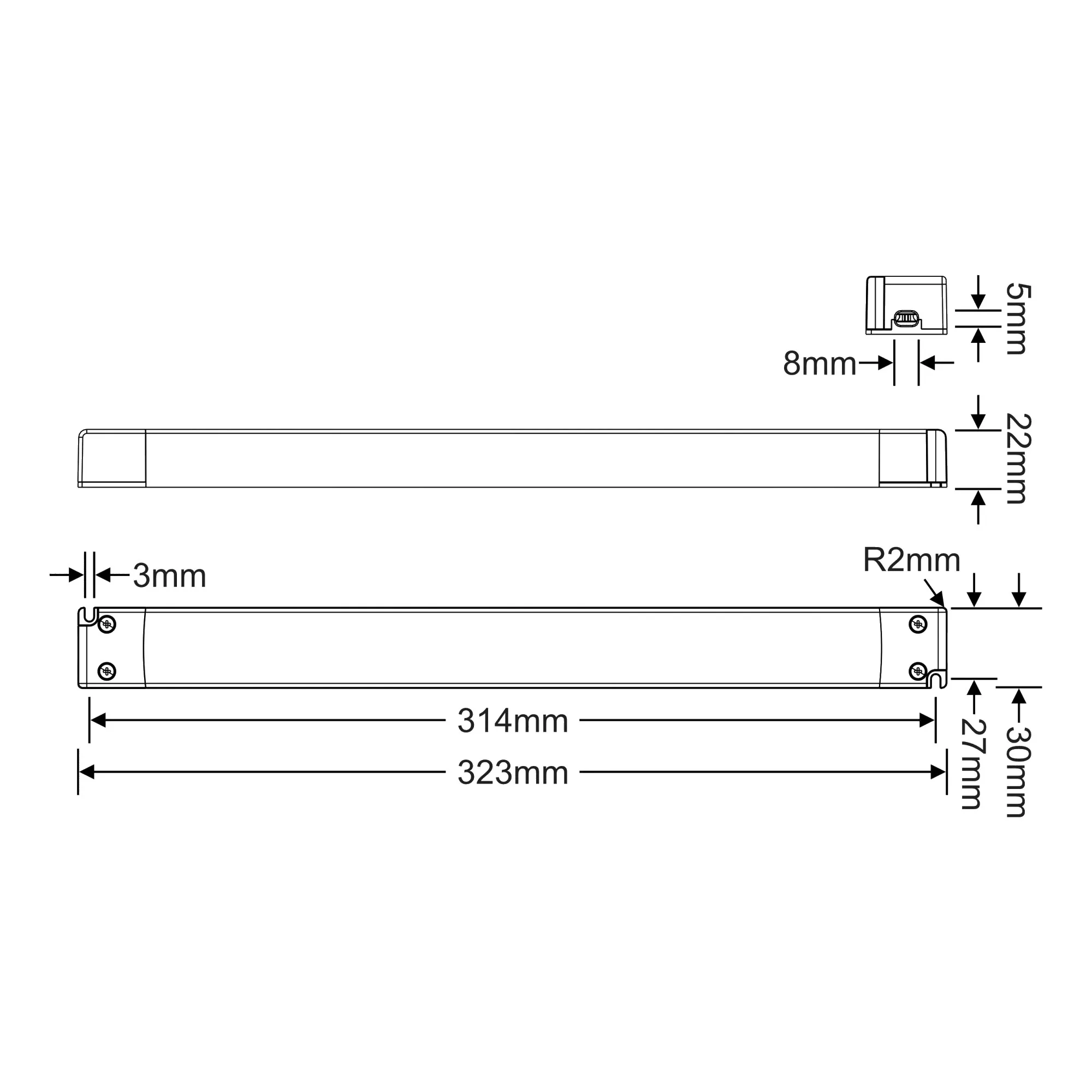 SNP, 150W Constant Voltage Non-Dimmable LED Driver 24VDC 6.25A IP20. SNP150-24VF-1  Snappy SNP